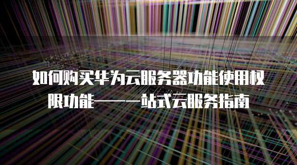 如何购买华为云服务器功能使用权限功能——一站式云服务指南