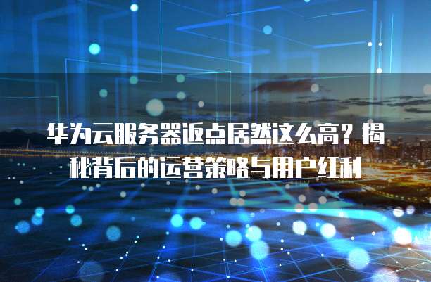 华为云服务器返点居然这么高?揭秘背后的运营策略与用户红利