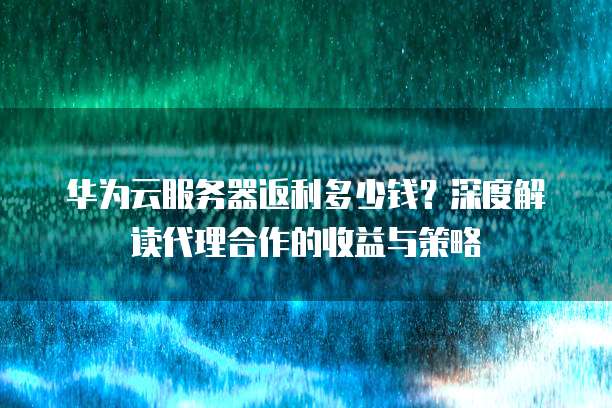 华为云服务器返利多少钱?深度解读代理合作的收益与策略