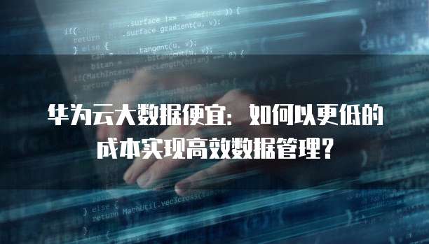 华为云大数据便宜:如何以更低的成本实现高效数据管理?