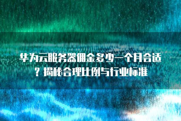 华为云服务器佣金多少一个月合适?揭秘合理比例与行业标准