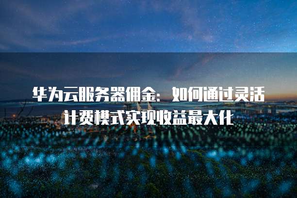 华为云服务器佣金:如何通过灵活计费模式实现收益最大化