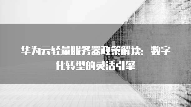 华为云轻量服务器政策解读:数字化转型的灵活引擎