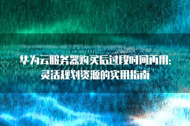 华为云服务器购买后过段时间再用:灵活规划资源的实用指南