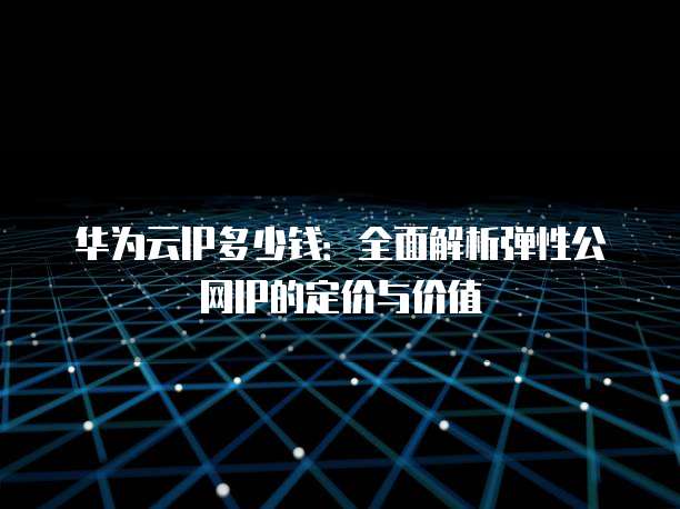华为云IP多少钱：全面解析弹性公网IP的定价与价值