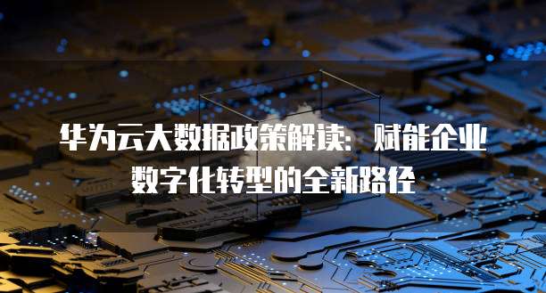 华为云大数据政策解读:赋能企业数字化转型的全新路径