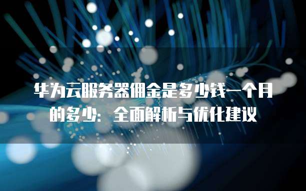 华为云服务器佣金是多少钱一个月的多少:全面解析与优化建议
