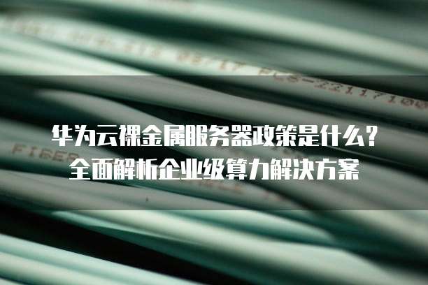 华为云裸金属服务器政策是什么？全面解析企业级算力解决方案