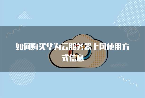 如何购买华为云服务器上网使用方式信息