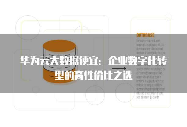 华为云大数据便宜:企业数字化转型的高性价比之选