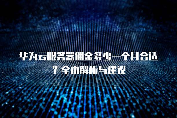 华为云服务器佣金多少一个月合适?全面解析与建议