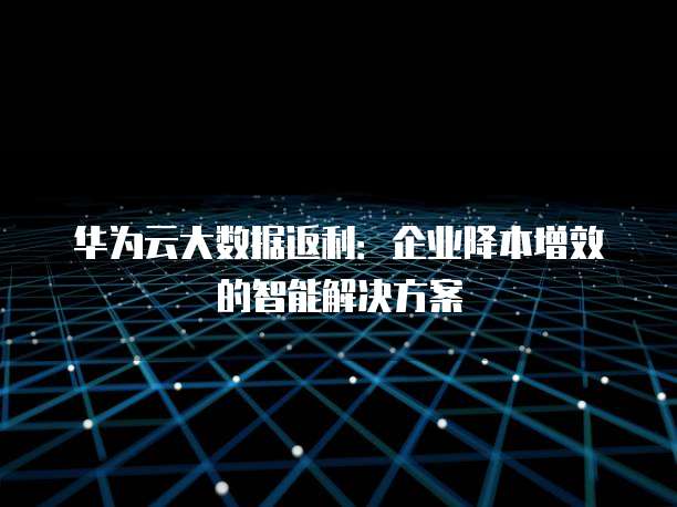 华为云大数据返利：企业降本增效的智能解决方案