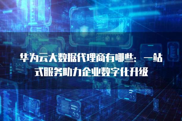 华为云大数据代理商有哪些:一站式服务助力企业数字化升级