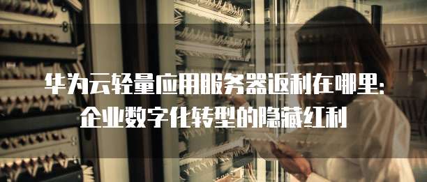 华为云轻量应用服务器返利在哪里:企业数字化转型的隐藏红利