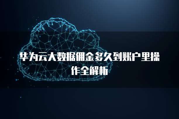 华为云大数据佣金多久到账户里操作全解析