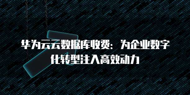 华为云云数据库收费：为企业数字化转型注入高效动力