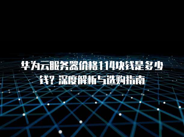 华为云服务器价格114块钱是多少钱?深度解析与选购指南