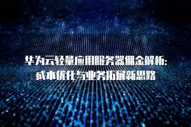 华为云轻量应用服务器佣金解析:成本优化与业务拓展新思路
