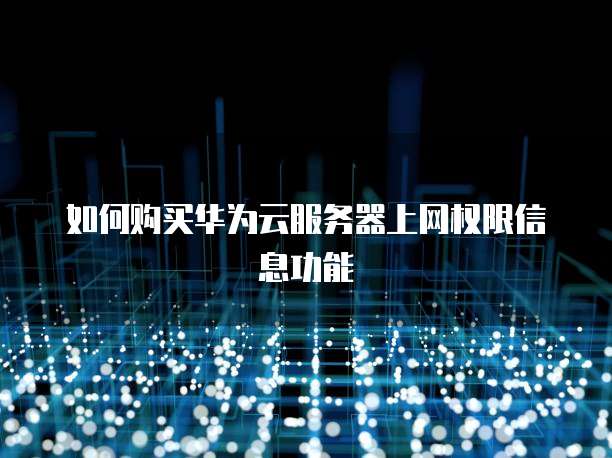 如何购买华为云服务器上网权限信息功能