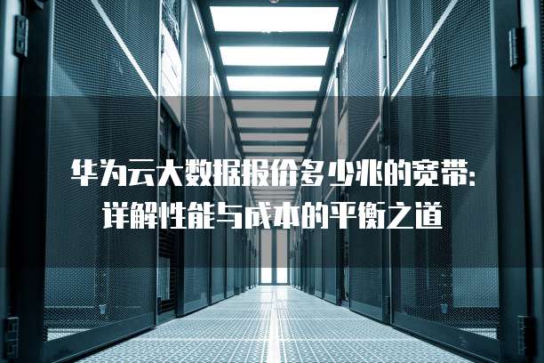 华为云大数据报价多少兆的宽带:详解性能与成本的平衡之道