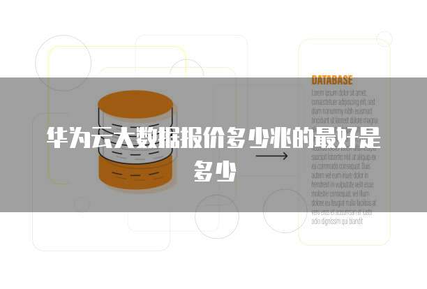 华为云大数据报价多少兆的最好是多少