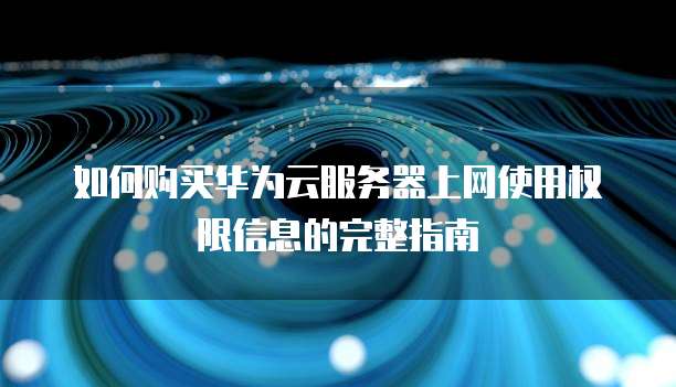 如何购买华为云服务器上网使用权限信息的完整指南