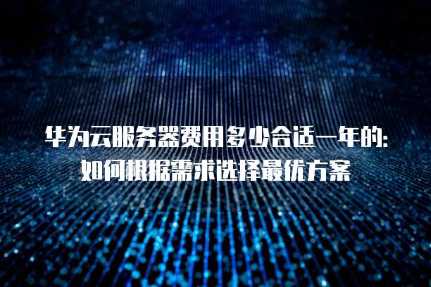 华为云服务器费用多少合适一年的:如何根据需求选择最优方案