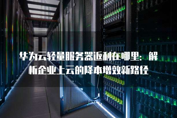 华为云轻量服务器返利在哪里：解析企业上云的降本增效新路径