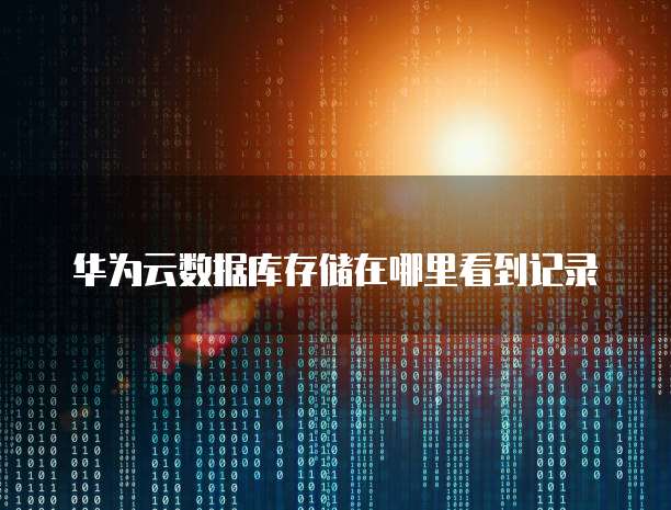 华为云数据库存储在哪里看到记录