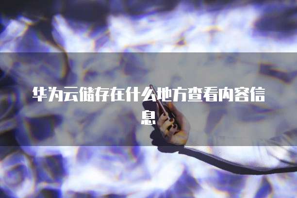 华为云储存在什么地方查看内容信息