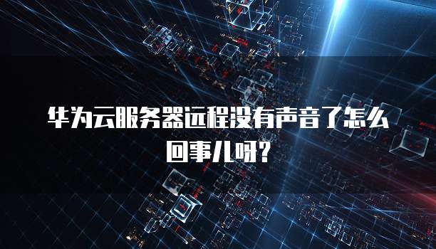华为云服务器远程没有声音了怎么回事儿呀?