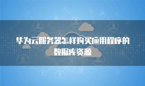 华为云服务器怎样购买应用程序的数据库资源