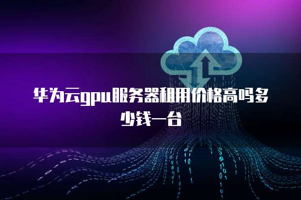 华为云gpu服务器租用价格高吗多少钱一台
