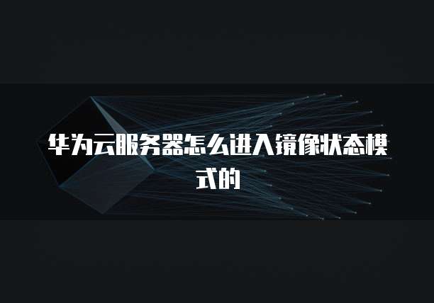 华为云服务器怎么进入镜像状态模式的