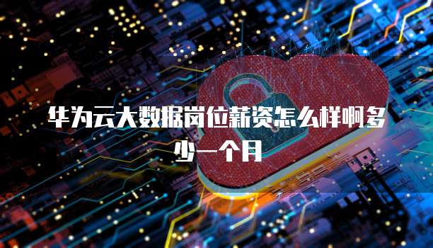华为云大数据岗位薪资怎么样啊多少一个月
