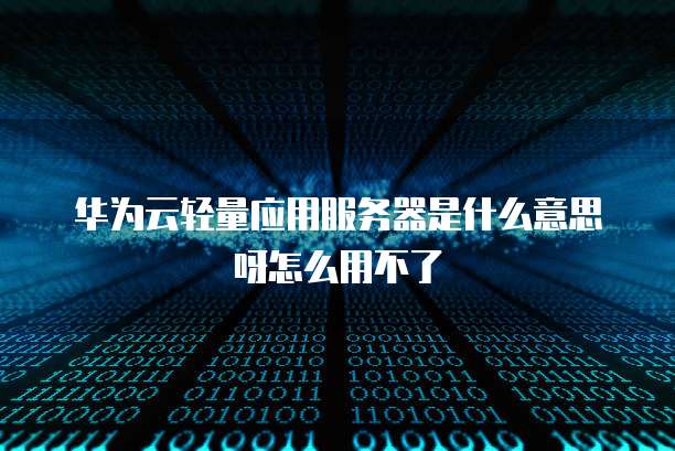 华为云轻量应用服务器是什么意思呀怎么用不了