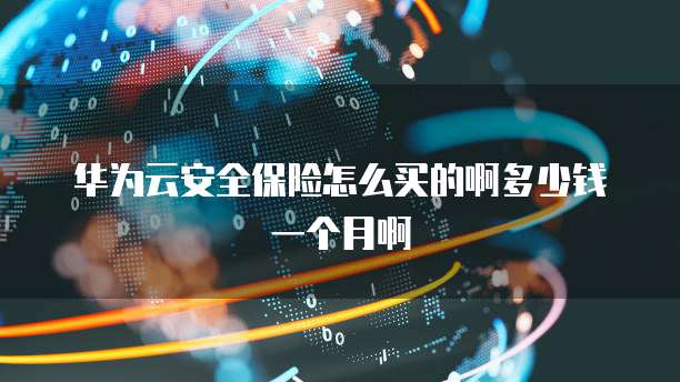 华为云安全保险怎么买的啊多少钱一个月啊