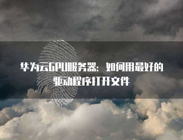 华为云GPU服务器:如何用最好的驱动程序打开文件