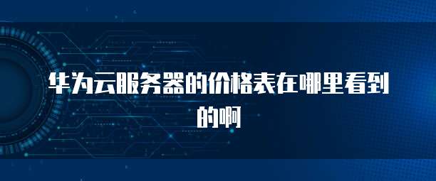 华为云服务器的价格表在哪里看到的啊