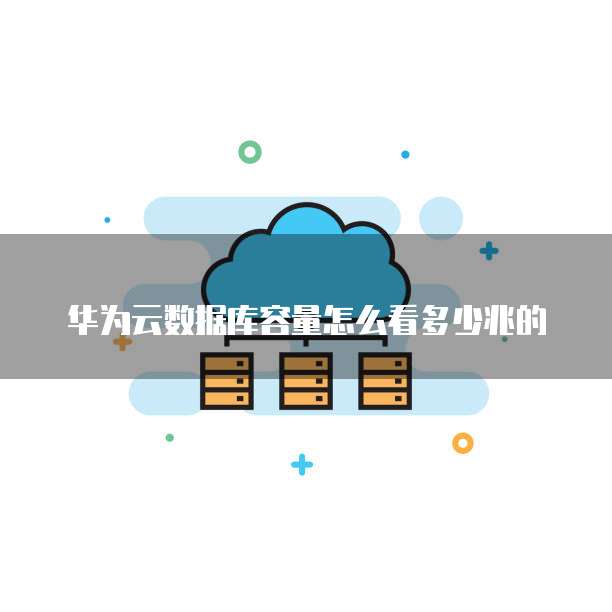 华为云数据库容量怎么看多少兆的