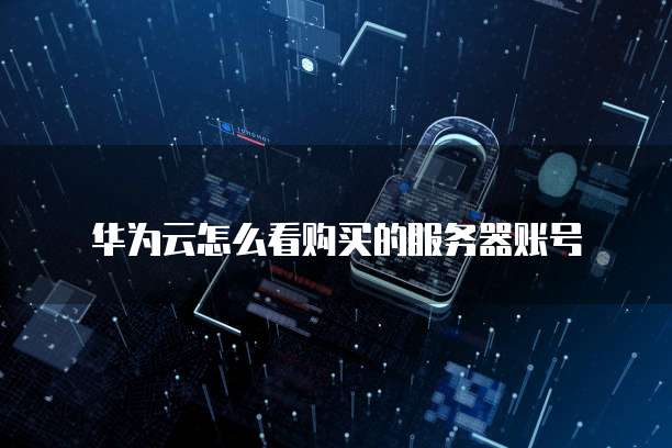 华为云怎么看购买的服务器账号