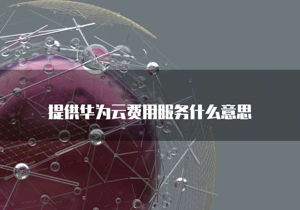 提供华为云费用服务什么意思