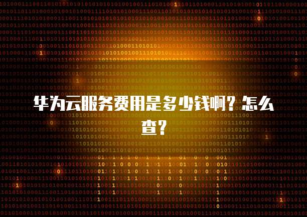华为云服务费用是多少钱啊?怎么查?