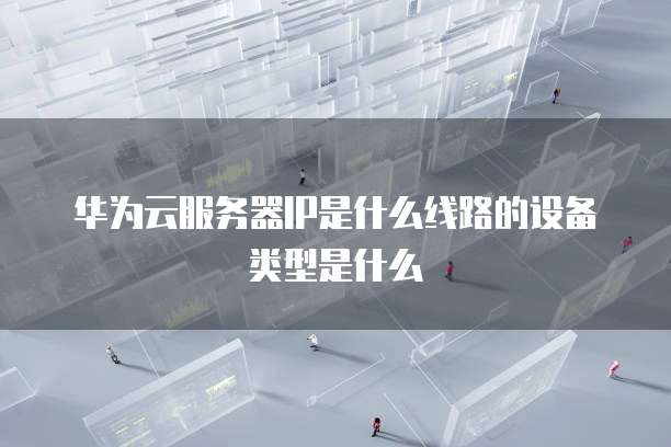 华为云服务器IP是什么线路的设备类型是什么
