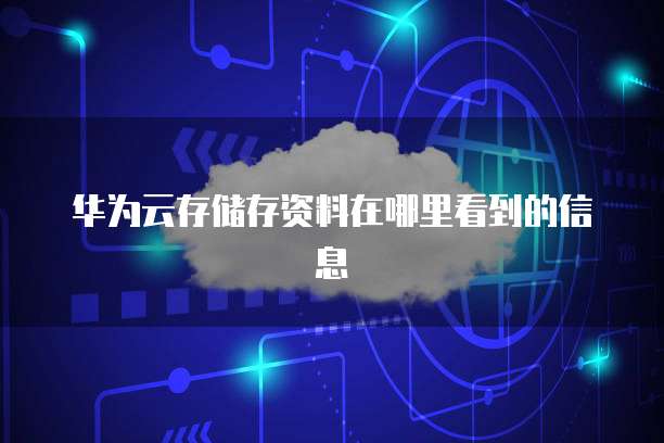 华为云存储存资料在哪里看到的信息