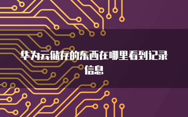 华为云储存的东西在哪里看到记录信息