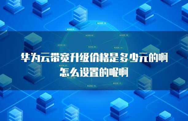 华为云带宽升级价格是多少元的啊怎么设置的呢啊