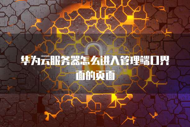 华为云服务器怎么进入管理端口界面的页面