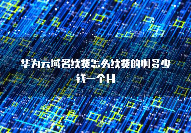 华为云域名续费怎么续费的啊多少钱一个月