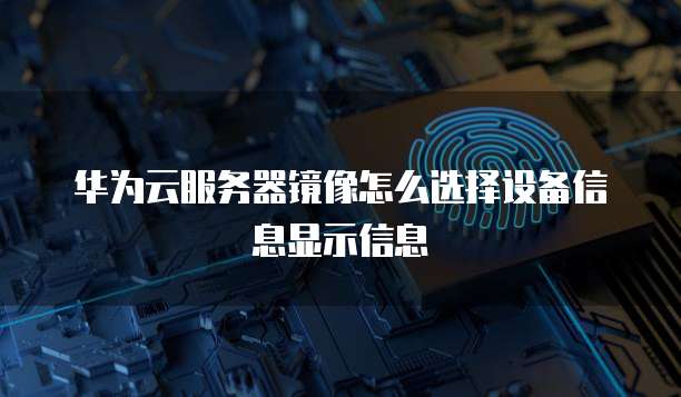 华为云服务器镜像怎么选择设备信息显示信息